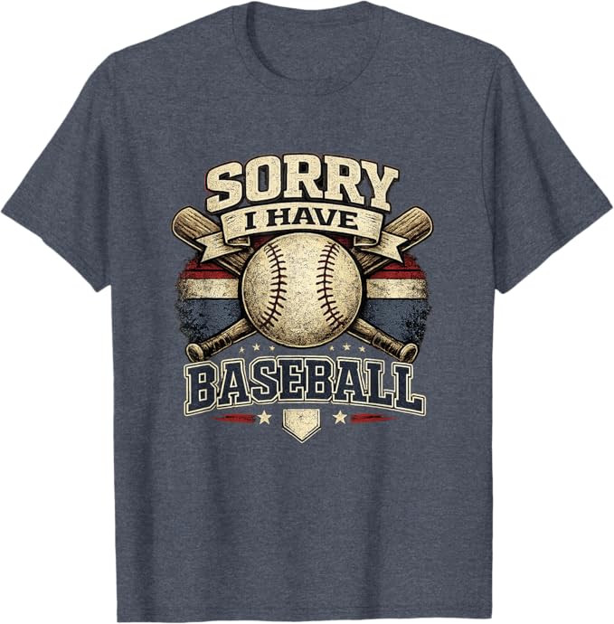 Sorry I Have Baseball Vintage Retro Graphic T-Shirt | Amazon (US)