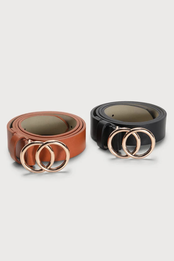 Divine Duo Black and Cognac Belt Set | Lulus (US)