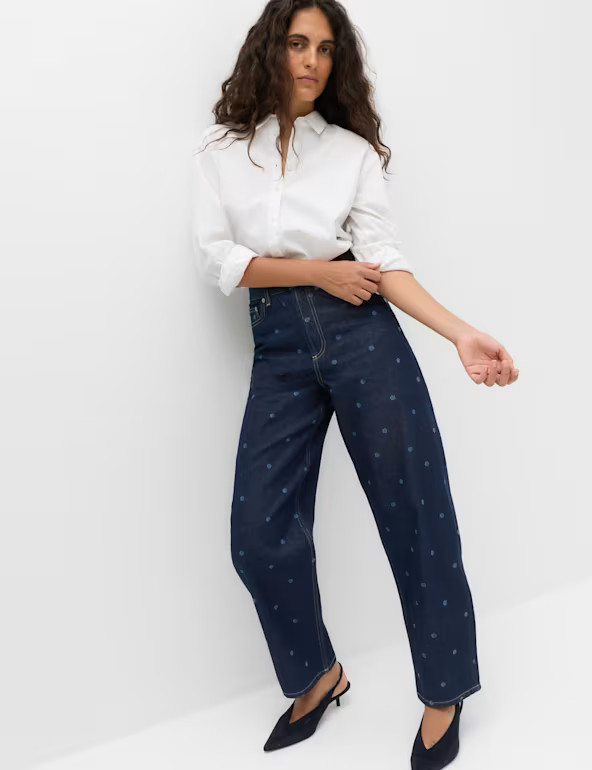 High Waisted Polka Dot Balloon Leg Jeans | Marks & Spencer (UK)