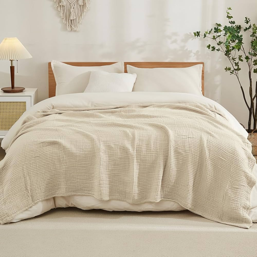 EMME Cotton Blanket King Size for Bed Soft Muslin Blankets 108"x90" Lightweight Breathable Layeri... | Amazon (US)