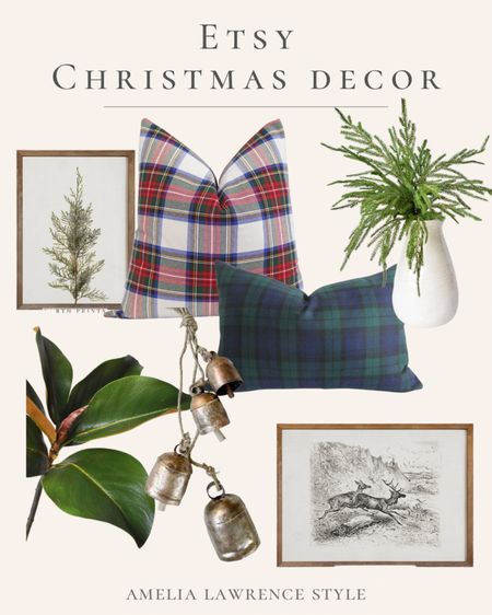 Etsy Christmas decor, plaid, throw pillow, bells, magnolia. Pine, real touch

#LTKhome #LTKHoliday #LTKSeasonal