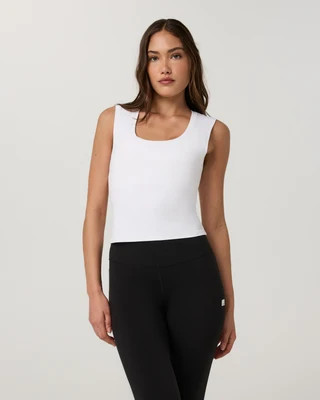 Vuori Halo Essential Scoop Tank Top | White Tonal | XS, Size Extra Small | Vuori Clothing (US & Canada)