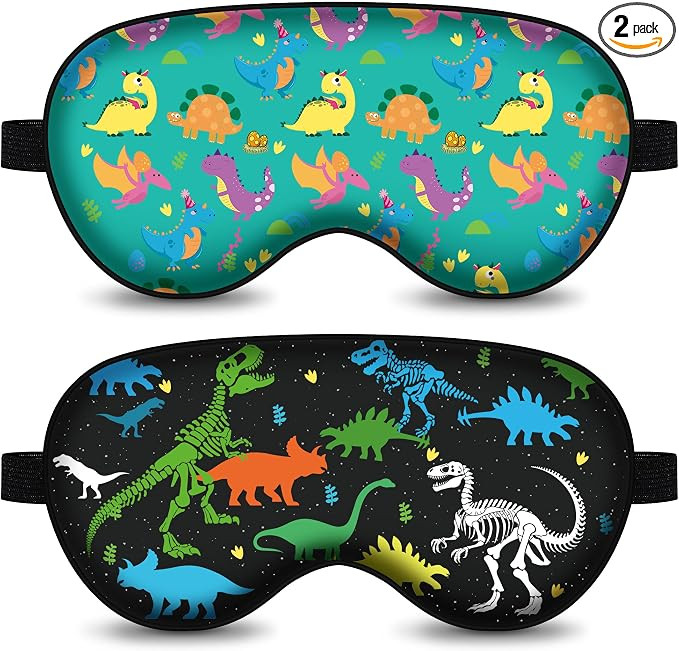 2 Pcs Sleep Mask for Kids, Dinosaur World Blackout Kids Eye Mask for Kids Teen, Child Sleep Mask ... | Amazon (US)