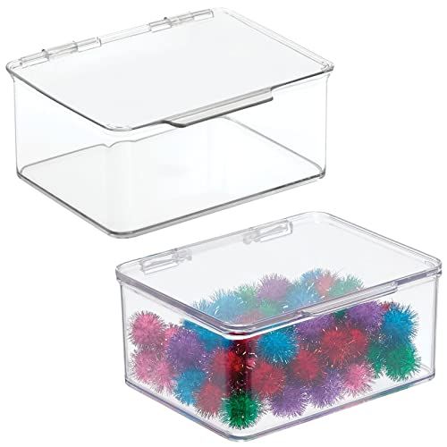 mDesign Plastic Stackable Craft, Sewing, Crochet Storage Container Box with Attached Lid - Compact O | Amazon (US)
