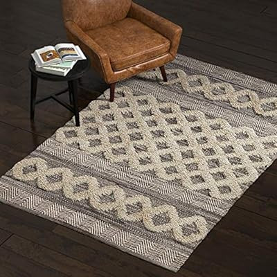 Amazon Brand – Stone & Beam Modern Textured Subtle Bohemian Area Rug, 5 x 8 Foot, Grey and Whit... | Amazon (US)