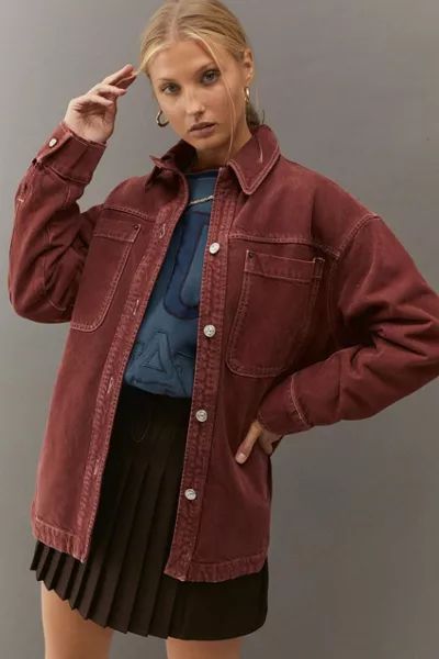 BDG Red Denim Shacket | Urban Outfitters (US and RoW)