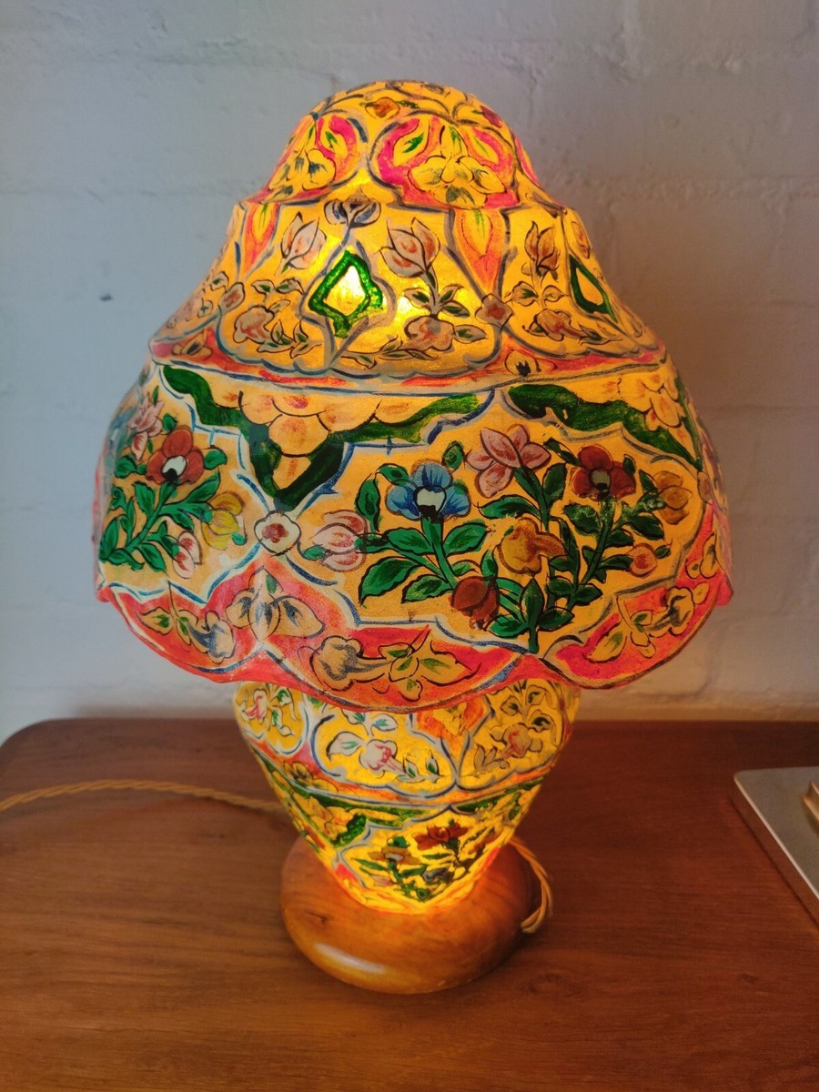 Vintage Camel Hide Illuminated Table Lamp. North Pakistan Hand Painted  | eBay | eBay US