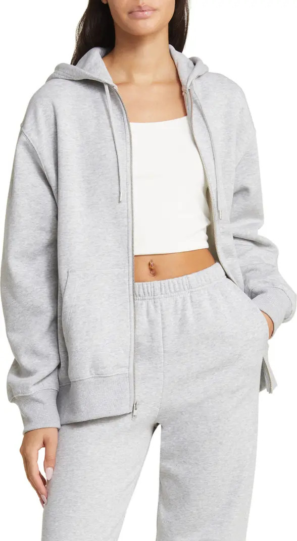 Oversize Cotton Blend Zip-Up Hoodie | Nordstrom