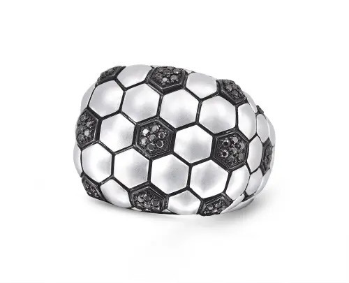 LuvMyJewelry Soccer Football Silver & Black Diamond Statement Men Ring at Nordstrom, Size 11 | Nordstrom