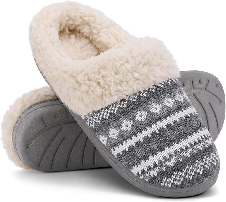 Evshine Warm Knit House Slippers for Women Comfy Wool-Like Lined Chenille Slippers with Memory Fo... | Amazon (US)