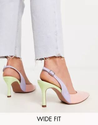 ASOS DESIGN Wide Fit Samber slingback stiletto heels in multi | ASOS (Global)