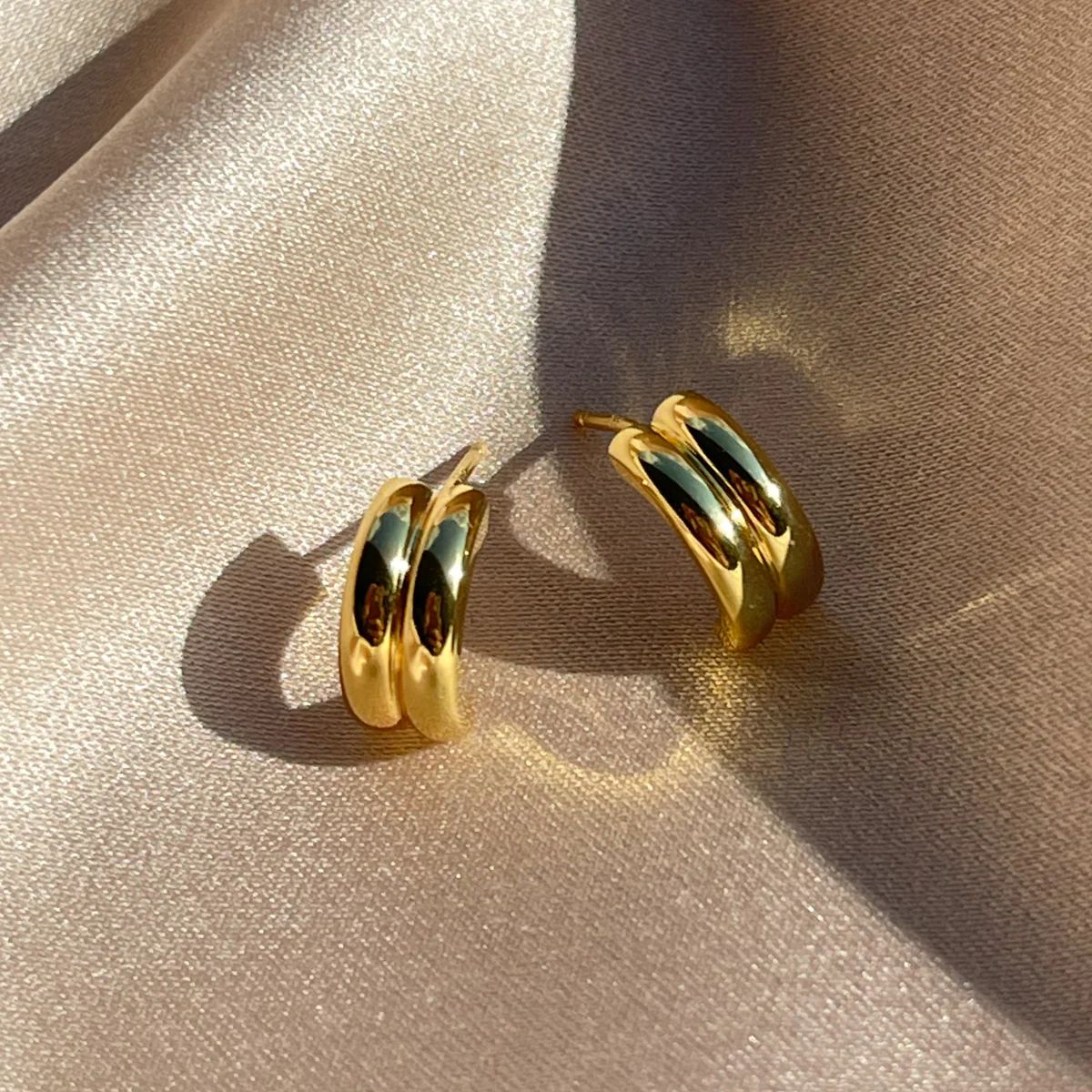 Double Vermeil Huggie Earrings | Uncommon James