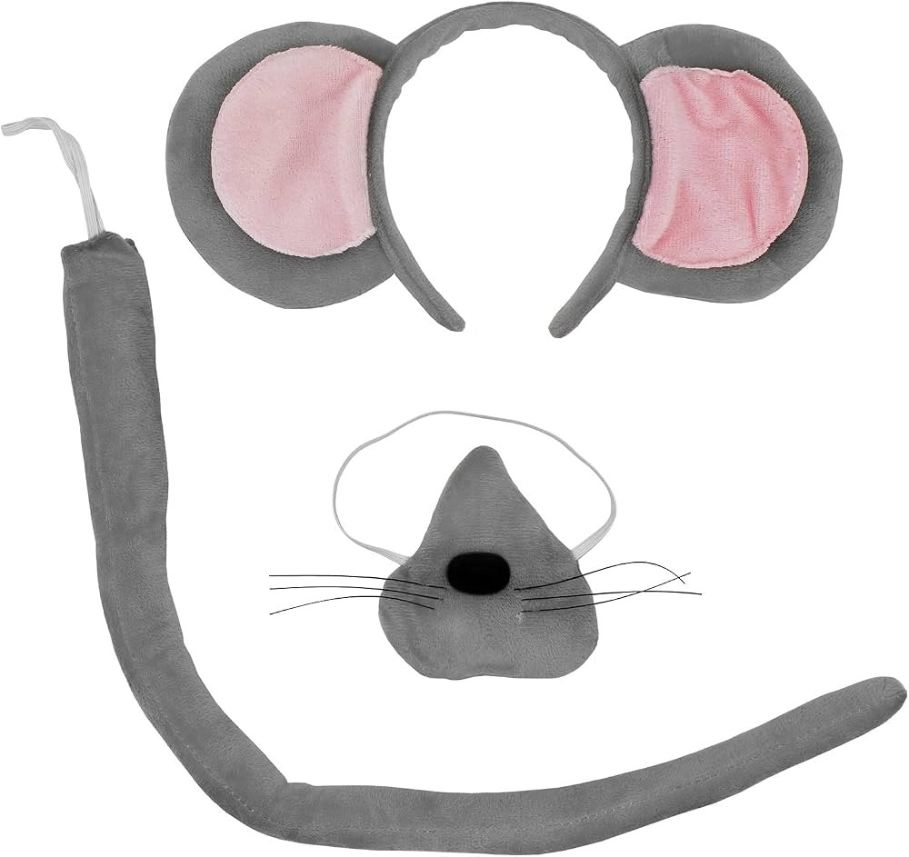 Nicky Bigs Novelties Unisex Adult Gray Mouse Ears Headband Tail Nose Halloween Accessory Set, One... | Amazon (US)