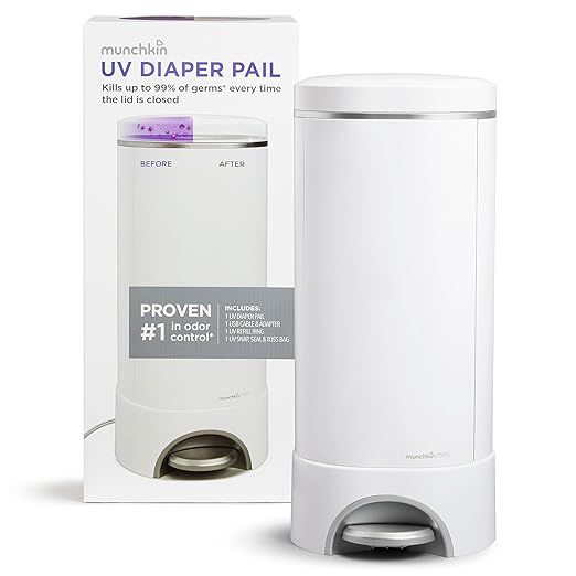 Munchkin UV Diaper Pail #1 in Odor Control, LED UV Lights Kills 99% of Germs and Odor Causing Bac... | Amazon (US)