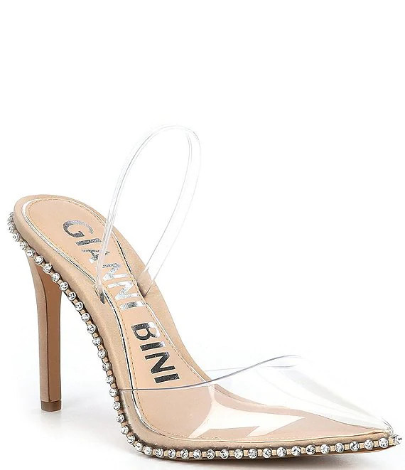Kahleaa Clear Vinyl Rhinestone Trim Slingback Dress Pumps | Dillard's