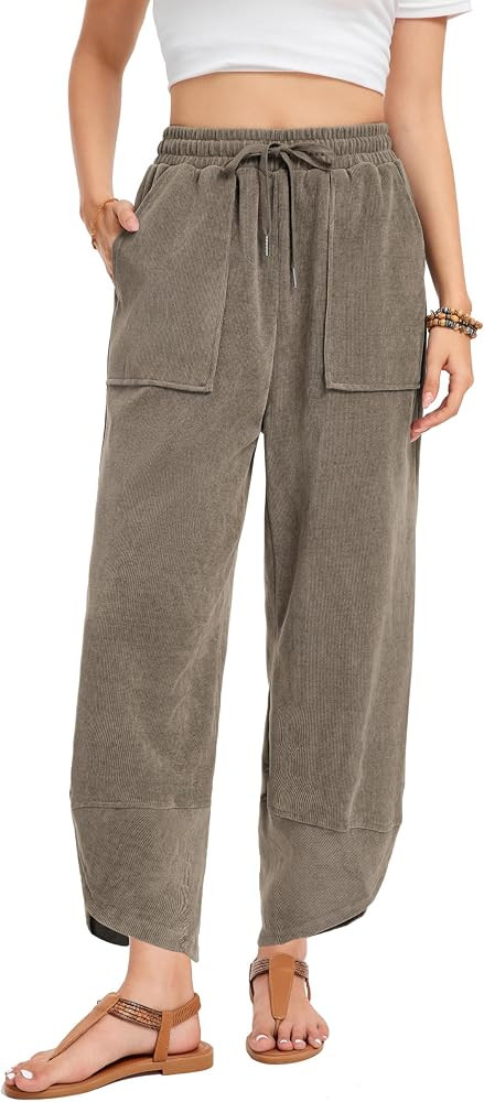 wkwmrpet Loose Harem Pants Womens Fal\u006c\u200c Lightweight Wide Leg Sweatpants Elastic Waisted... | Amazon (CA)