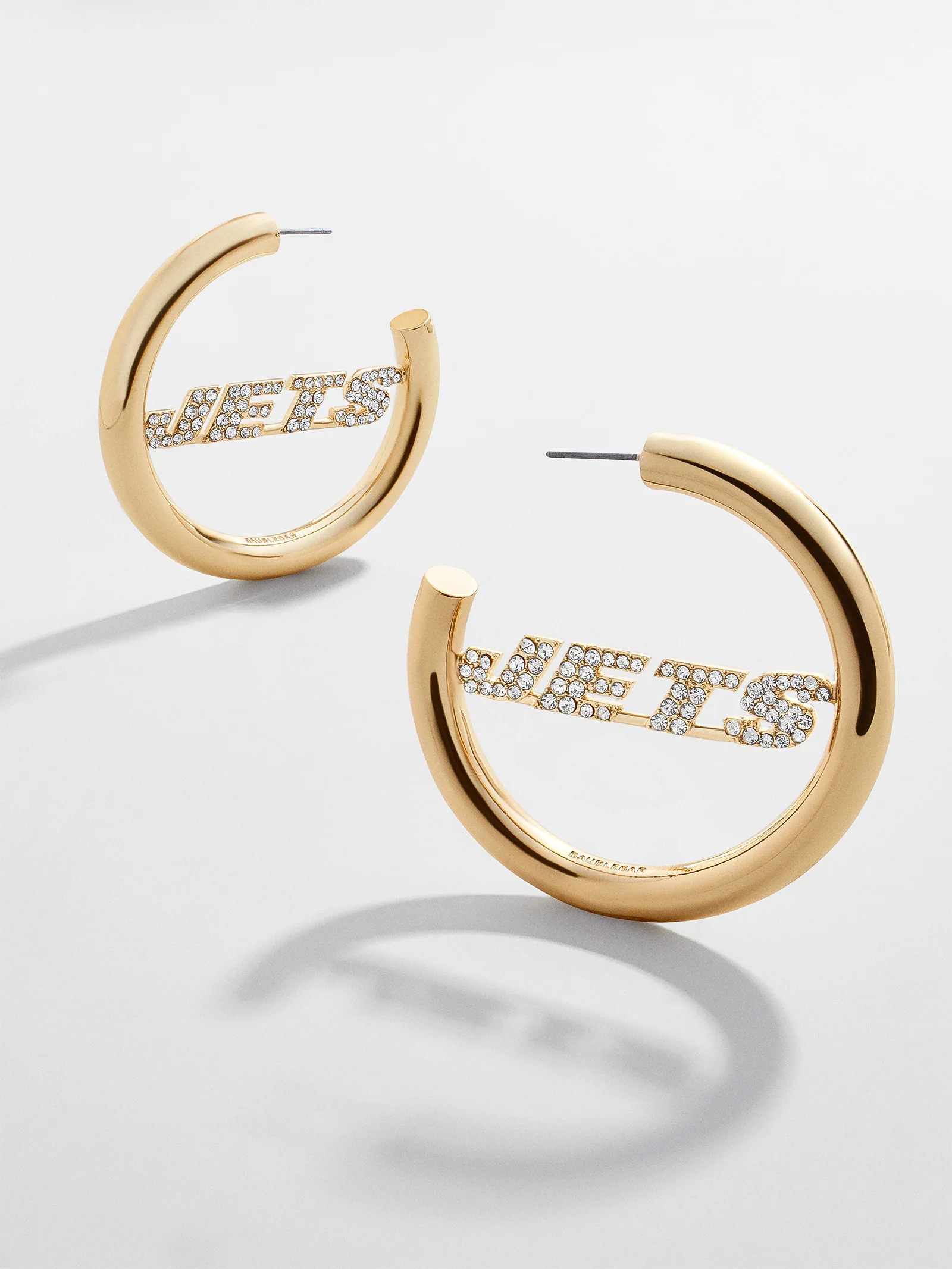 New York Jets NFL Logo Gold Hoops - New York Jets | BaubleBar (US)