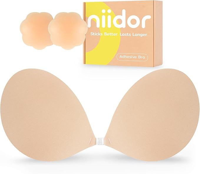 Niidor Adhesive Bra Strapless Ultra Sticky Invisible Push up Silicone Bra Multiple Colors Sizes R... | Amazon (US)