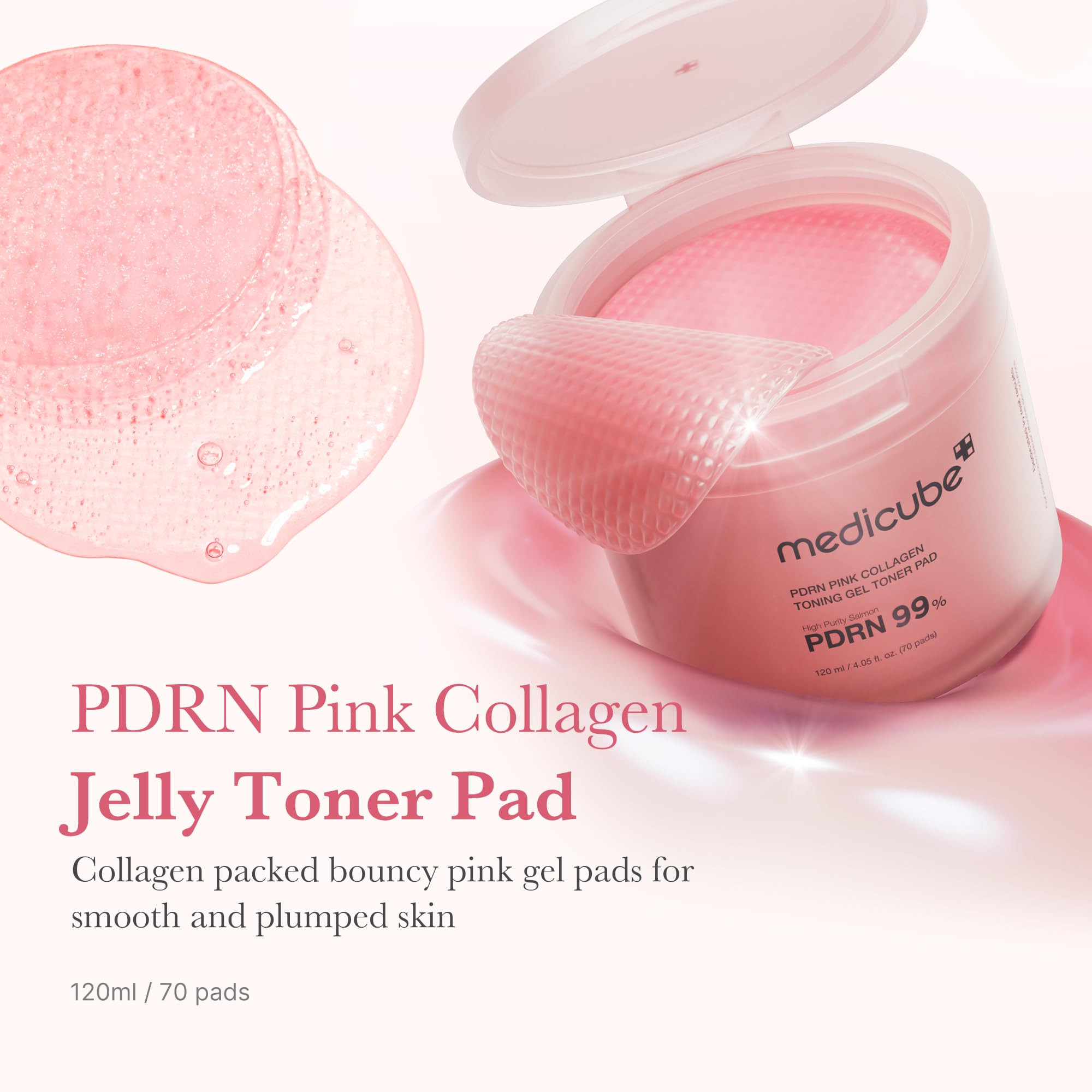 medicube Salmon DNA PDRN Pink Collagen Jelly Pad | Korean Gel Toner Pads with Niacinamide, Madeca... | Amazon (US)
