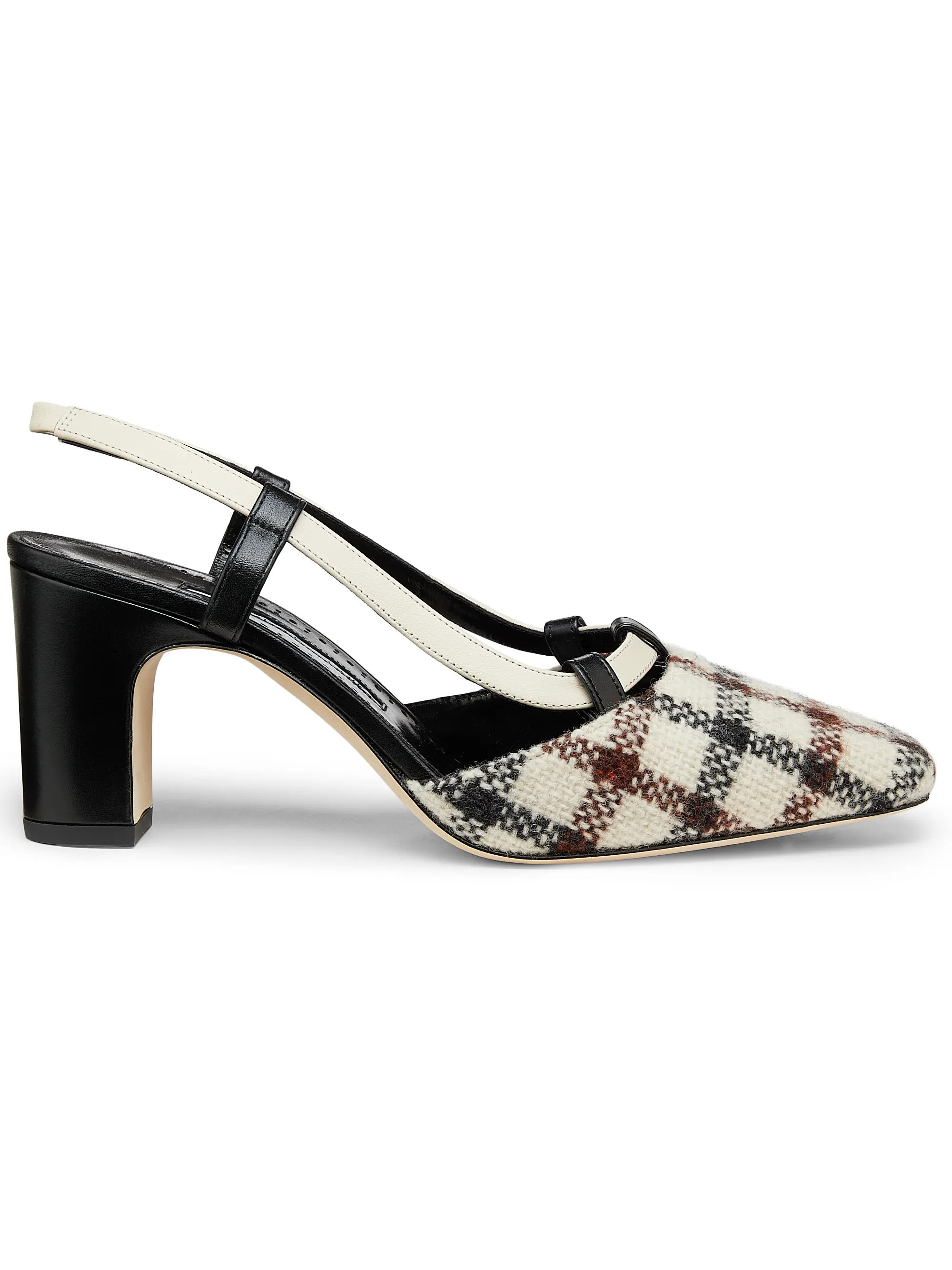 Vestal Check Wool & Leather Slingback Pumps | Saks Fifth Avenue