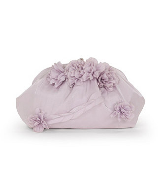 Jewel Badgley Mischka Woman's Violet Jacquard Satin Floral Applique Pouch Clutch - Macy's | Macy's