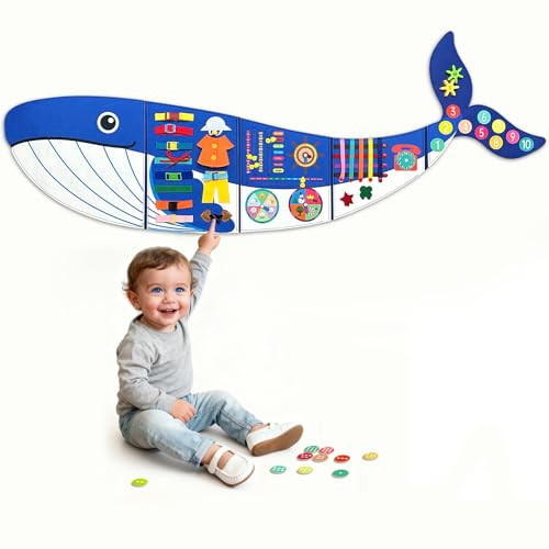 Rivibou Whale Montessori Busy Board Toddler Busy Board, Activities Foldable Montessoris Toys for 3+ Years Old Wall Panel | Amazon (US)