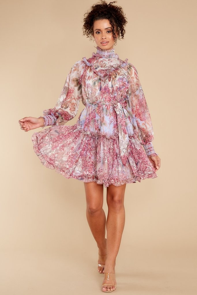 Beginning To Flourish Lavender Floral Print Dress | Red Dress 