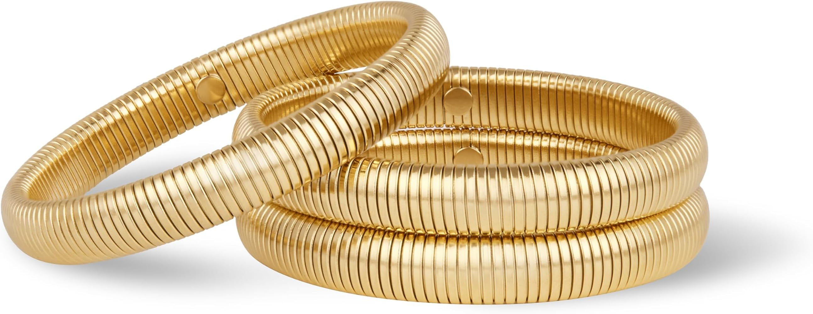 Gold Bangles Bracelets for Women - Chunky Bangles Bracelets Set, 14K Gold Plated Stainless Steel ... | Amazon (US)