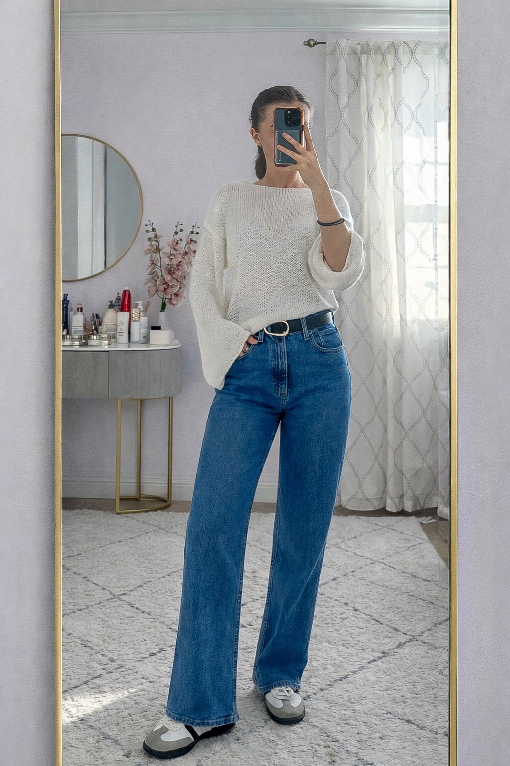 Cozy casual winter outfit featuring a chunky knit sweater, high waisted straight leg jeans, and everyday sneakers. Perfect easy winter outfit for errands, coffee runs, travel days, or casual weekend plans. These relaxed fit jeans are flattering and versatile and the neutral knit sweater pairs with everything for effortless outfit inspo and everyday winter styling.
.
.
.
.
.
#LTKgrwm #LTKootd #LTKSeasonal #LTKU #LTKSaleAlert #LTKTravel #LTKFindsUnder50 #LTKFindsUnder100

Winter outfits women | Abercrombie jeans  | jeans and a nice top | jeans and sneakers | jeans outfits | straight leg jeans | sweater and jeans | sweater outfit | white sneakers women | casual sneakers | casual outfits | date night outfits 