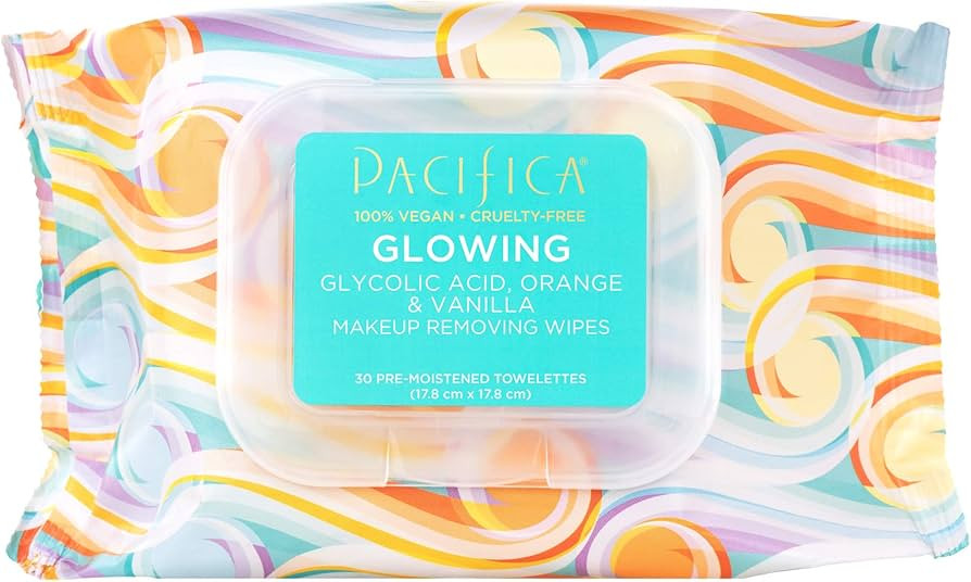 Pacifica Beauty, Glowing Makeup Remover Wipes, Glycolic Acid, Coconut Water, Aloe Infused, Daily ... | Amazon (US)