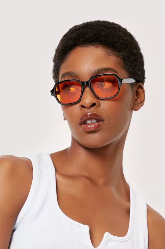 Orange Tinted Thick Frame Sunglasses | Nasty Gal (US)