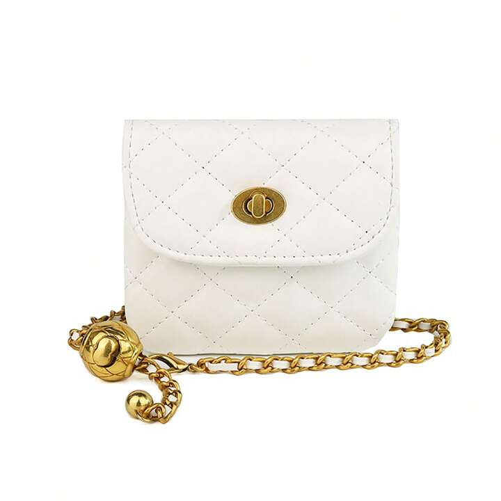 Rhombic Grid  PU Leather Chain Waist Bag Women's Cross-Body Bag Waist Wallet Fashionable Fanny Pa... | SHEIN