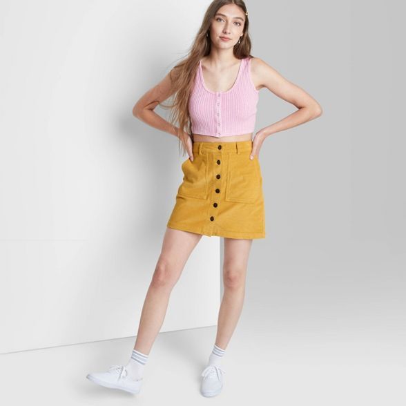 Women's Button-Front Cord Mini A-Line Skirt - Wild Fable™ | Target