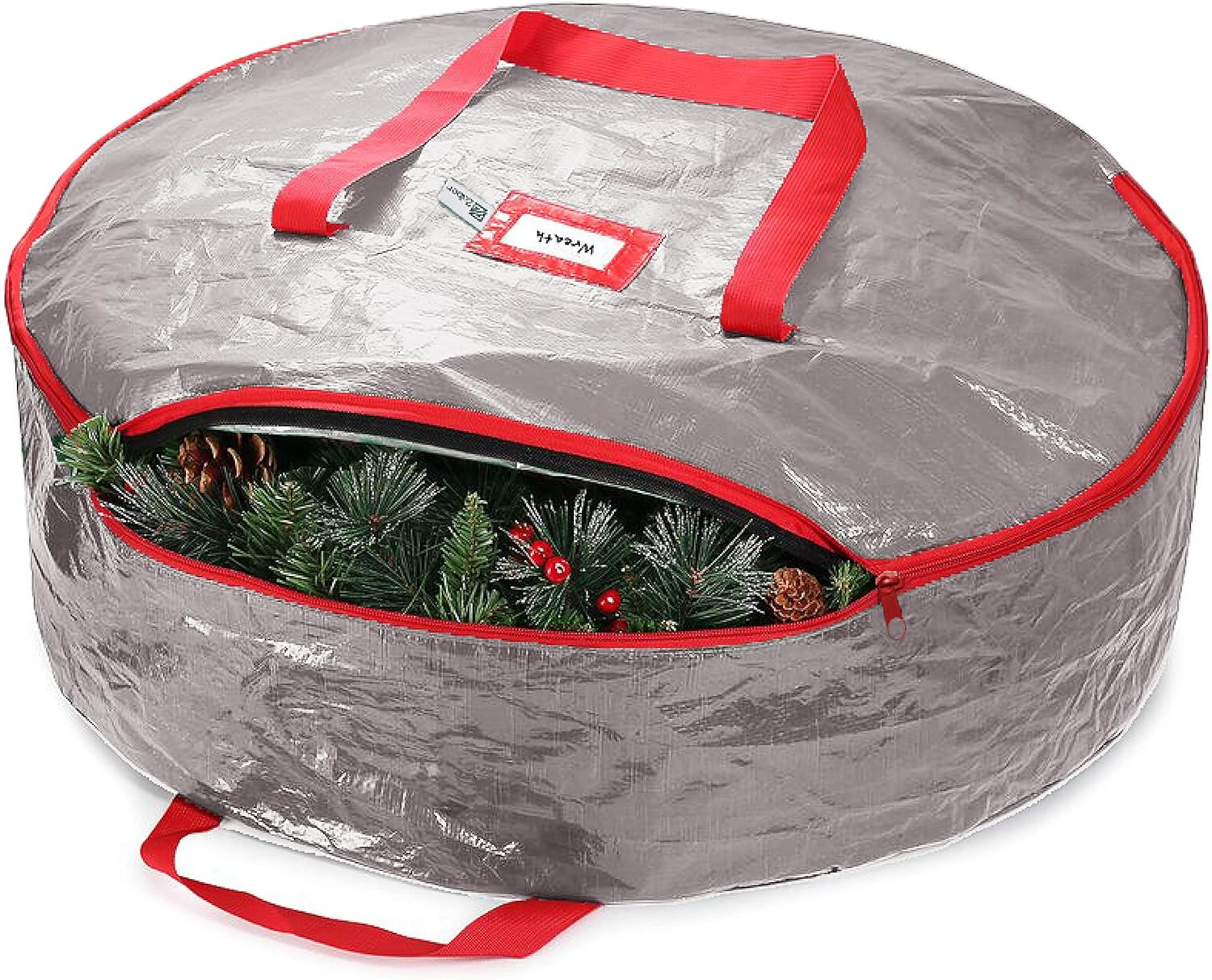 ZOBER Christmas Wreath Storage Container - 36 Inch Wreath Bag for Artificial Wreaths - Dual Zippe... | Amazon (US)