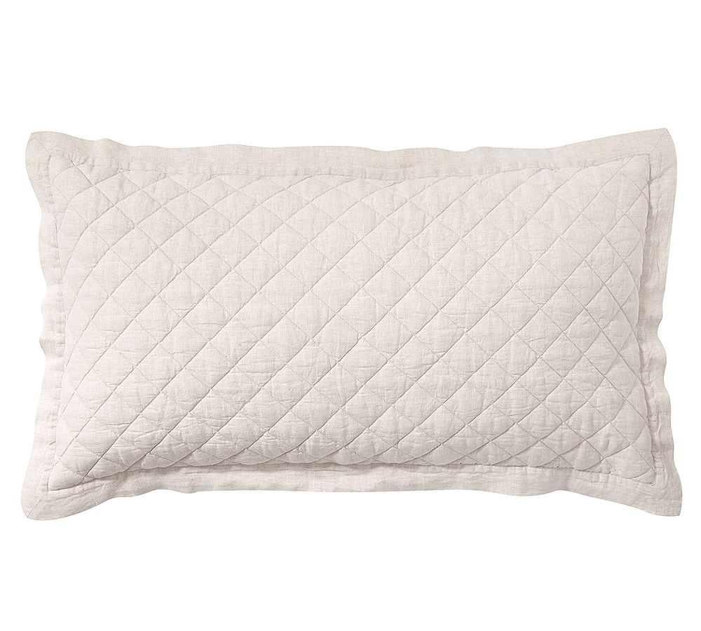Belgian Flax Linen Diamond Quilted Sham | Pottery Barn (US)