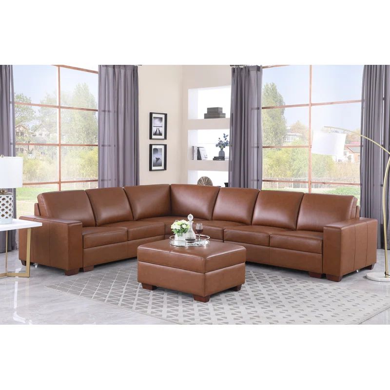 Buonomo 4 - Piece Leather Sectional | Wayfair North America