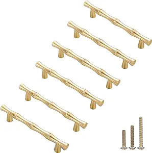 6Pcs Bamboo Shape Solid Zinc Alloy Cabinet Knobs Handles, Dresser Drawer Cabinet Cupboard Closet ... | Amazon (US)