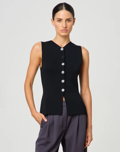 Longline Button Up Knit Vest | Glassons (Australia)