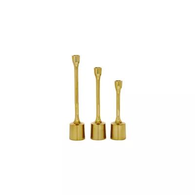 CosmoLiving by Cosmopolitan Contemporary Aluminum Candle Holders in Gold (Set of 3) | Bed Bath & ... | Bed Bath & Beyond