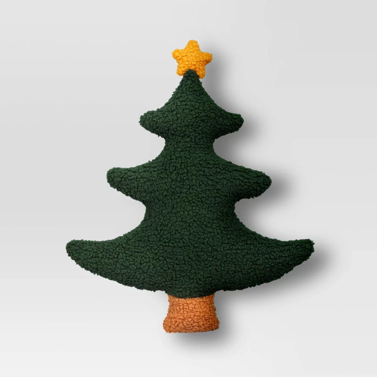 Shaped Christmas Tree Faux Shearling Throw Pillow Green - Wondershop™ | Target