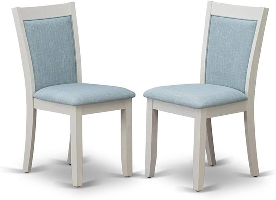 East West Furniture MZC0T15 Monza Parsons Dining Chairs - Baby Blue Linen Fabric Padded Chairs, S... | Amazon (US)