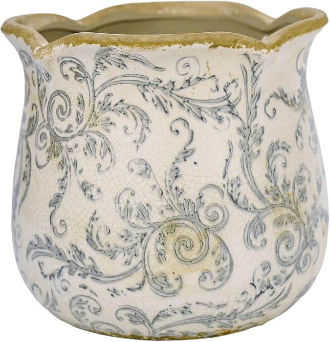 Rustic Ceramic Planter, 6 Inch Tuscan Vintage Flower Pot with Drainage, Farmhouse Garden Pot for ... | Amazon (US)