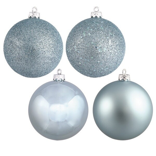 Baby Blue 2.4-inch 4-finish Assorted Ornaments (Case of 24) | Bed Bath & Beyond