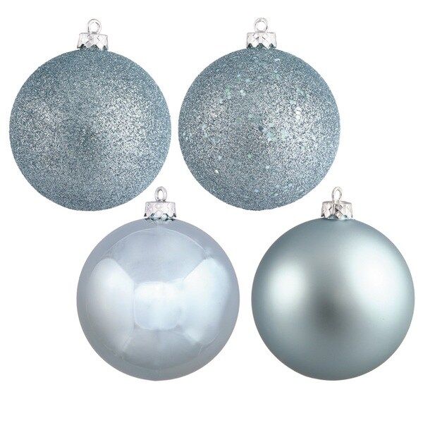 Baby Blue 2.4-inch 4-finish Assorted Ornaments (Case of 24) | Bed Bath & Beyond