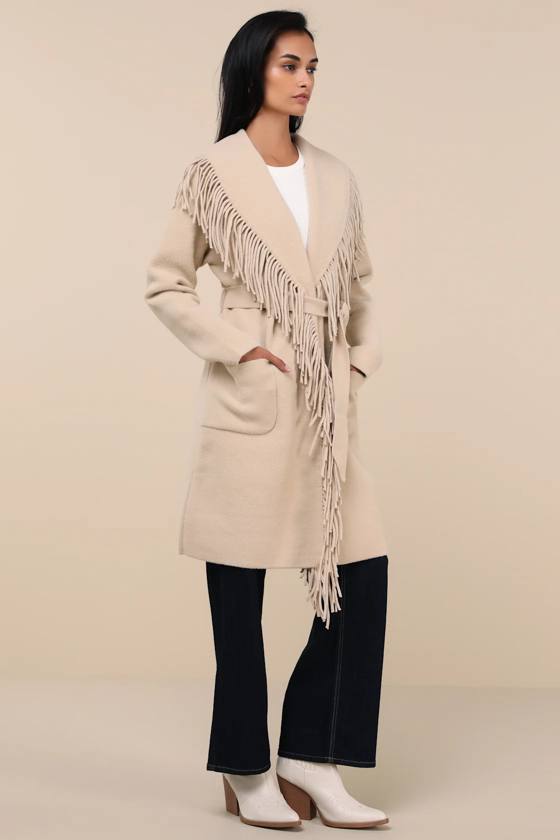 Mink Beige Eyelash Fringe Coatigan | Lulus
