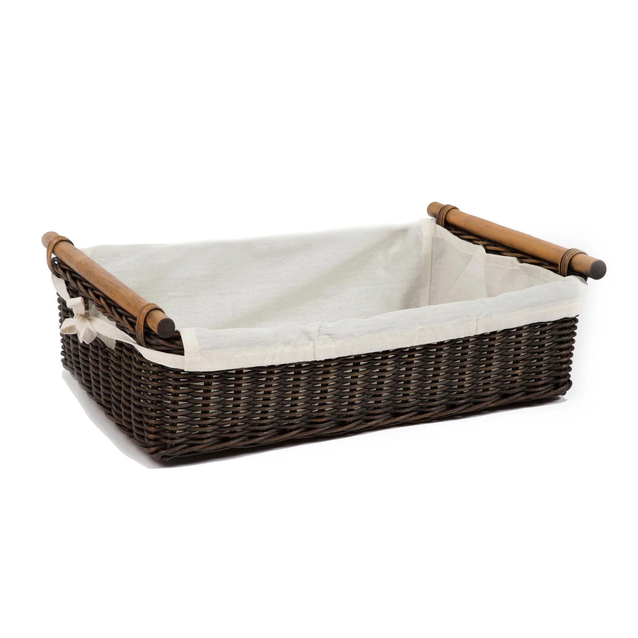 Fabric Basket Liner for Low Pole Handle Wicker Storage Basket | The Basket Lady