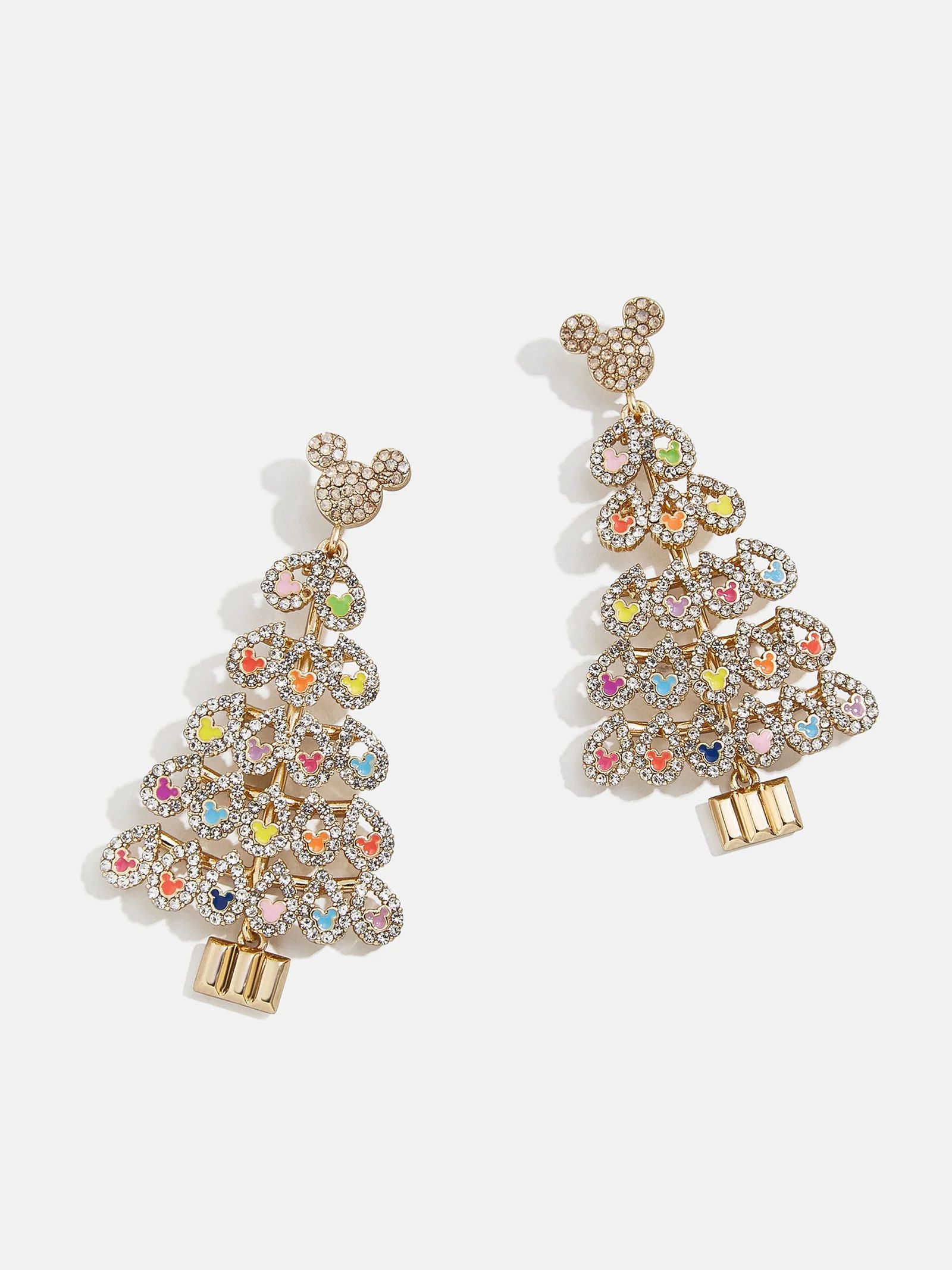 Mickey Mouse Disney Pavé Christmas Tree Earrings - Multi/Gold | BaubleBar (US)