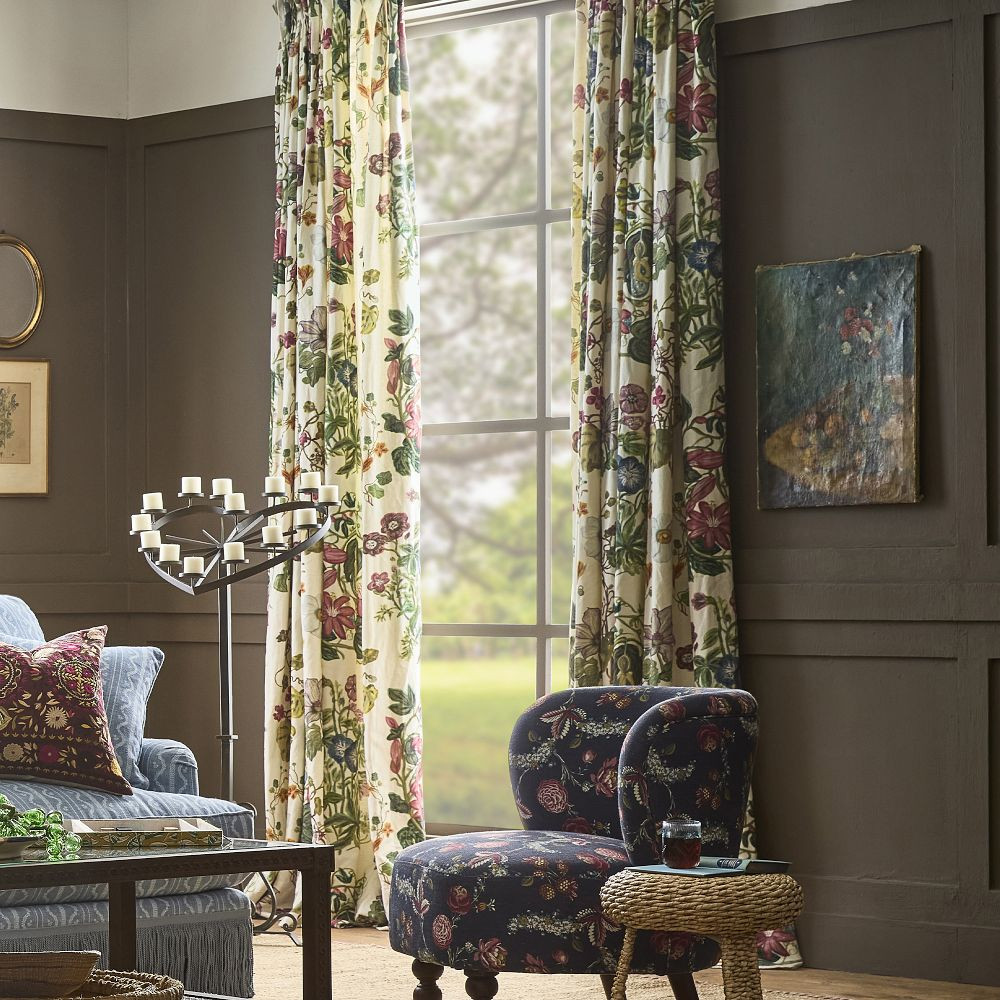 Printed Pleated Garden Variety Drape | GreenRow