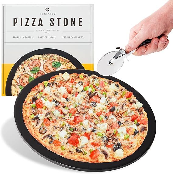 Amazon.com: Heritage Pizza Stone, 15 inch Ceramic Baking Stones for Oven Use - Non-Stick, No Stai... | Amazon (US)