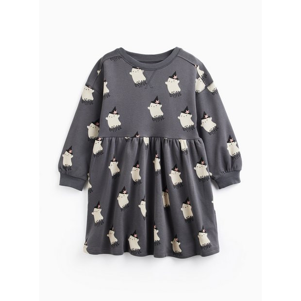 Buy Grey Halloween Ghost Print Sweatshirt Dress 1-2 years | Halloween clothes | Tu | Tu Clothing